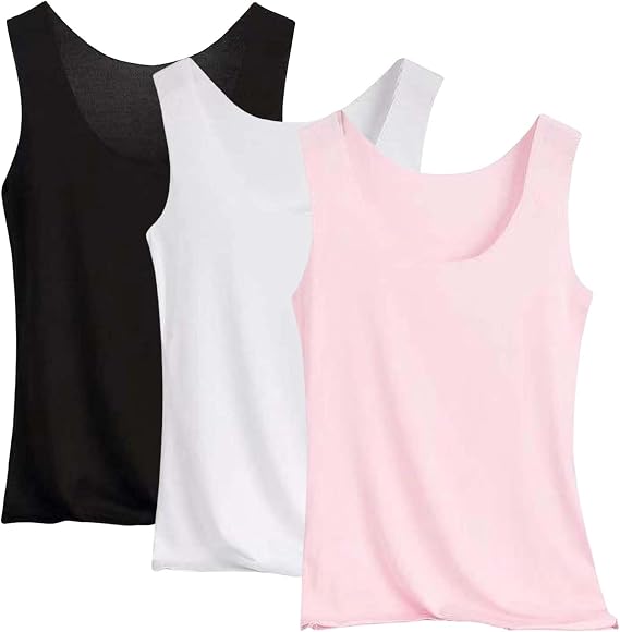 3 Pack Womens Tank Tops Sleeveless Slim Fitted Basic Cami Shirt Seamless Vests Ice Silk Summer Workout Undershirts