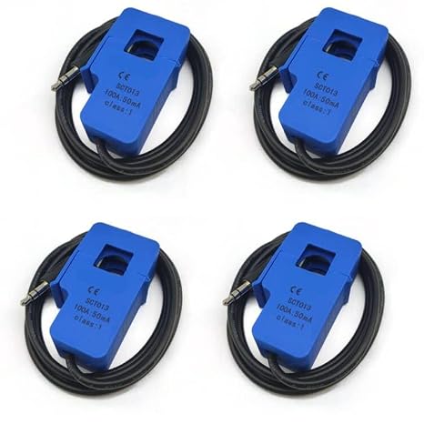 4Pcs 100A/50mA SCT013000 Non-invasive Split Transformer Sensor SCT-013-000 Split Core Current Sensor Transformer, Blue, 4psct100A