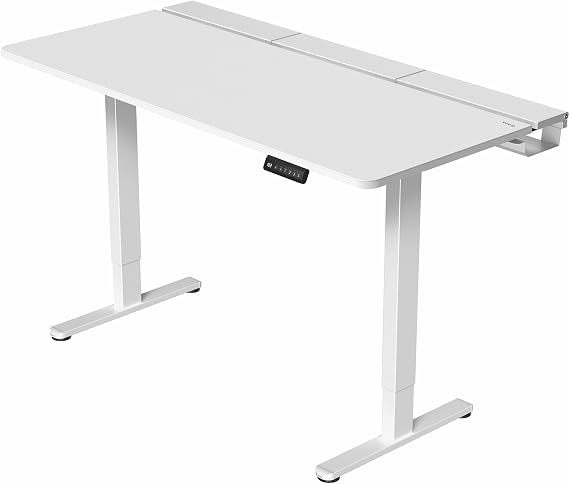 VIVO Electric 60 x 30 inch Standing Desk with Concealed Trays -Size Mouse Pad, Dual Motor Memory Controller Height Adjustment, White Top White Frame, DESK-KIT-E2W-P3W | Electric, Dual Motor, Holds 220 lbs, Sit Stand, Height Adjustable, Cable Tray, Full-Size Mouse Pad, Memory, White Frame