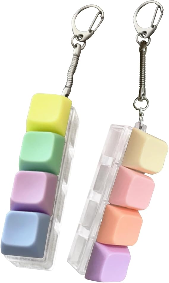 2 Pcs Keyboard Fidget Toy, 4 Keys Decompression Toy, Keyboard Clicker, Fidget Keyboard Keychain, Funny Finger Clicky Decompression Gift, Stress Relief for Adults Kids (A)