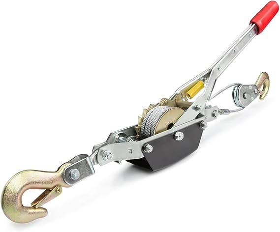 Hand Winch, 4-Ton Hoist Ratchet Hand Lever Puller, Heavy Duty Hand Puller Come Along 2 Hooks Cable
