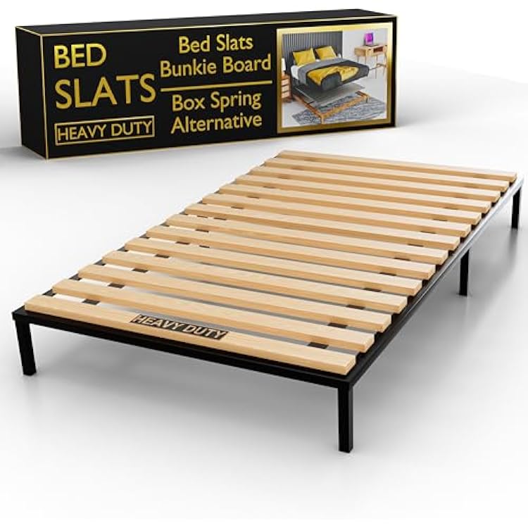 Treaton, 0.68-Inch Heavy Duty Horizontal Wooden Bunkie BoardBed Slats, 78 x 76, Beige
