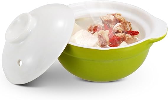 Casserole Dish Casserole Dishes Small Stewing Cup Ceramic Casserole Mini Casserole Traditional Pot with Handle (Green)
