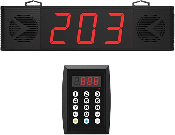 Wireless Queue Calling System with Voice Broadcast Three-Digit Screen, Remote Control Keyboard Waiting Number System for Restaurant, Cafe, Hospital, Bank, Home, Bar (Plug in to Use)