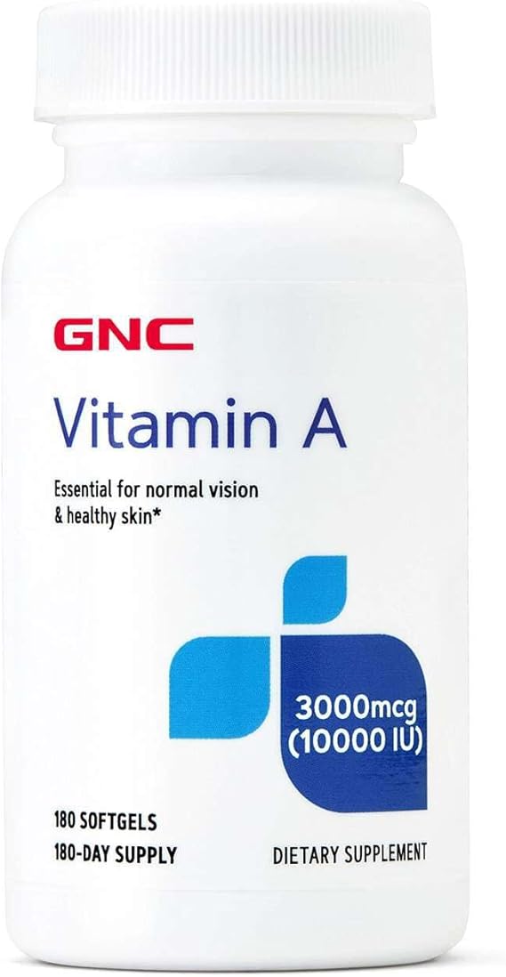 GNC Vitamin A 3000mcg, Normal Vision & Healthy Skin, 180 Servings | Supports Normal Vision and Healthy Skin, Gluten-Free With No Artificial Colors, Flavors, or Preservatives