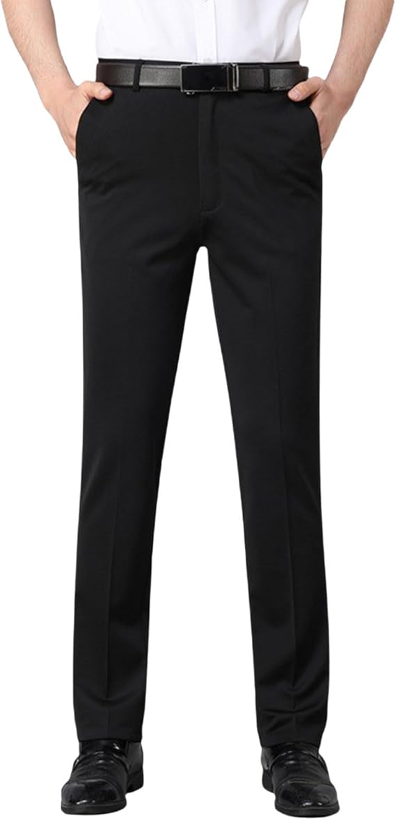 Men's Dress Pants Tall Classic Fit Flex Expandable Waist Flat Front Wrinkle-Free Formal Business Office Pants