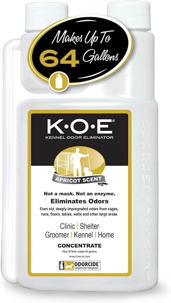 Odorcide K.O.E. Apricot Odor Eliminator 16 oz for Strong Odor for Cages, Runs & More Home & Kennel w/Safe, Non-Enzymatic Formula