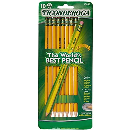 Dixon Ticonderoga No.2 Soft Pencil, Yellow, 10 Count1-Pack