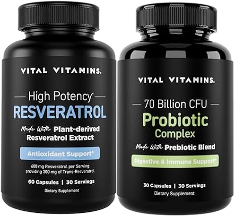 Vital Vitamins Resveratrol Capsules + Probiotic Complex