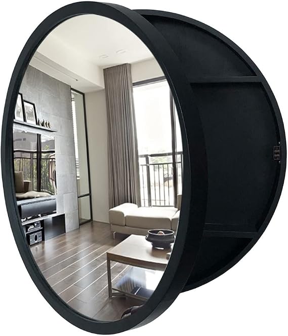 Wooden Bathroom Mirror Cabinet Home Decorative Wall Cabinet Storage Cabinet With Mirror Cosmetic Mirror Cabinet Wall Mounted Round Hanging