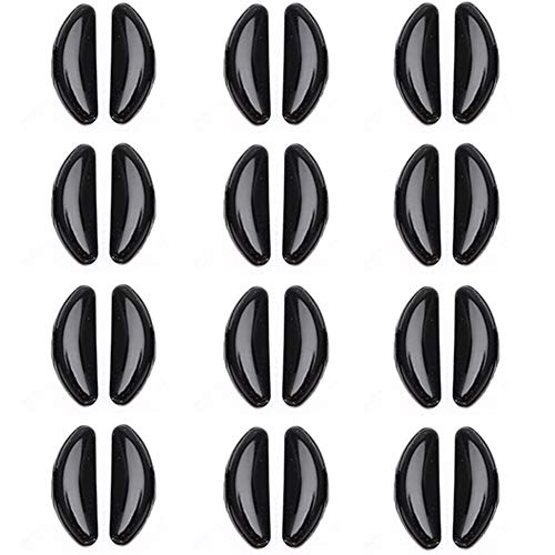 Upgraded Eyeglasses Silicone Nose Pads, 12pairs Adhesive Silicone Anti-Slip Eyewear Nose Pads Cushions for Eyeglasses Eyeglass Sunglasses 1.8mm Black