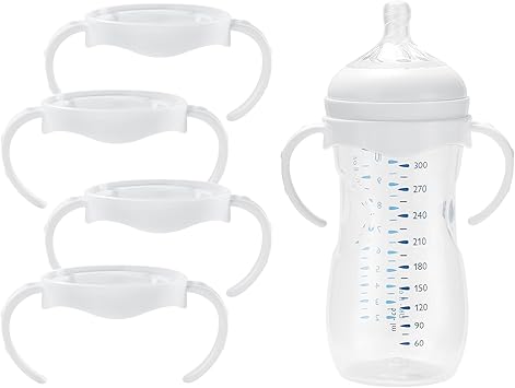 (4 Pack Bottles Handles for Philips Avent Natural Baby Bottle, Quick Install & Easy for Little Hands to Hold, White