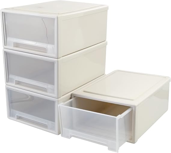 17.8 Quart Stacking Storage Drawer, 4 PCS Plastic Chest of Drawer
