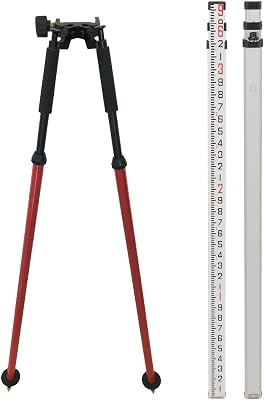 Aluminum Tripod Bipod for Prism Poles Surveying or GPS Poles of Total Station GPS GNSS, Aluminum Grade Rod 9 Foot