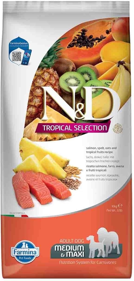 ND N&D Tropical Selection Somonlu ve Tropikal Meyveli Orta ve Büyük Irk Yetişkin Köpek Maması 10 Kg [Enerji Sınıfı A+]