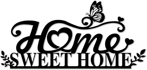Home Sweet Home Sign Wall Decor - Premium Metal Wall Art, Modern Farmhouse Home Sweet Home Decor for Living Room, Bedroom, Kitchen, Bathroom Wall Art (Black 37 x 18 cm)