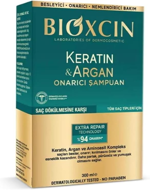 Bioxcin Keratin & Argan Onarıcı Şampuan, 300 ml, Tüm Saç Tipleri