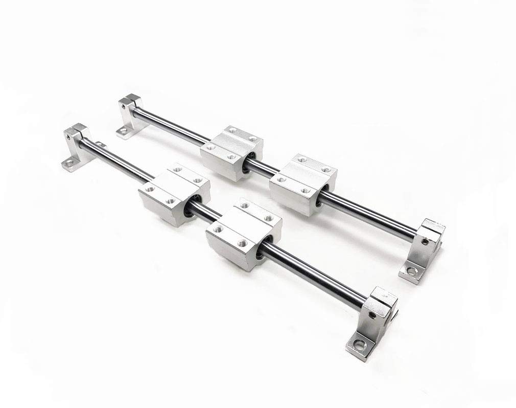 2Pcs 8x400mm Linear Rail OD 8mm Optical Axis Linear Rail Shaft Rod with 4Pcs SK8 Linear Rail Support and 4Pcs SCS8UU Slide Block CNC Parts Kits for CNC Automated Machines Equipments