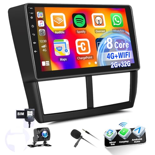Android Car Stereo for Subaru Forester WRX Impreza 2008-2012 2G32G Octa Core Wireless CarPlay Android Auto Mirror Link Bluetooth 9 HD IPS Touchscreen GPS FM AM Radio DSP WiFi  Backup Camera Mic