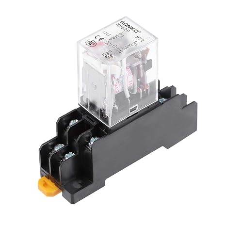 uxcell Electromagnetic Power Relay, HH52P AC 24V Coil DPDT 8 Pins Electromagnetic Power Relay Red LED with Socket