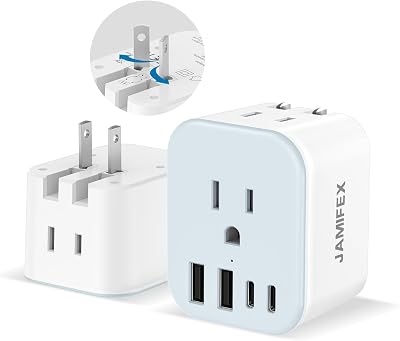 Foldable US to Australia Japan Plug Adapter, 3 Prong to 2 Prong Adapter Extender, Type-A I Travel Adapter with 2 AC Outlets USB-C Travel Power Adaptor for US to AUS Canada China NZ etc