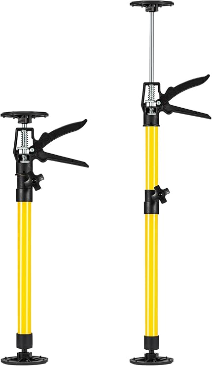 2Pcs Telescopic Support Rod Adjustable 50-85cm Plasterboard Prop Quick 3rd Hand Support System with Non-Slip Pads for Door Frame Strut, Drywall, Cabinets, Home DIY, Capacity 30KG