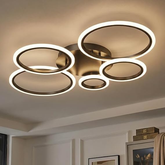 Dimmable LED Ceiling Light Living Room LED Ceiling Light with Remote Control Memory Function 3000 K - 6500 K Timer 100 cm Modern Ring Light Black [Energy Class A++]
