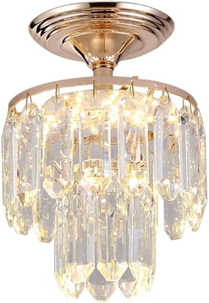 Home Crystal Pendant Light E14 1-Light Metal Ceiling Hanging Modern Interior Decor Suspended Fixture,Bright Lighting 6(Clear)