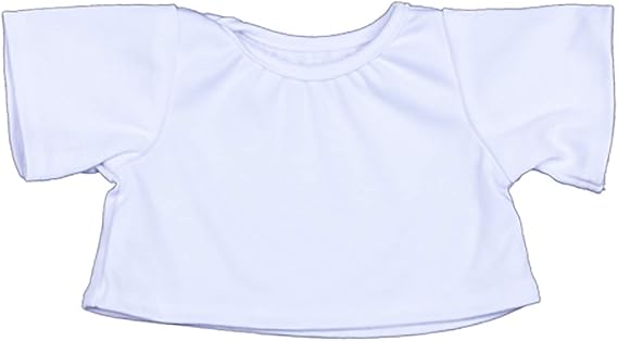 White T-shirt By Teddy Mountain Fits 15" Build A Bear Factory Bears And Animals