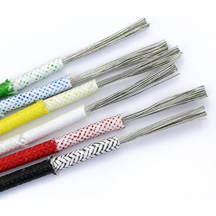 300C Glass Fiber Braided High Temperature Silicone Wire And Cable, Silicone Braided High Temperature Wire 0.3mm 0.5mm 0.75mm 1.0mm 1.5mm 2.5mm 4mm 6mmGreen,0.3MM