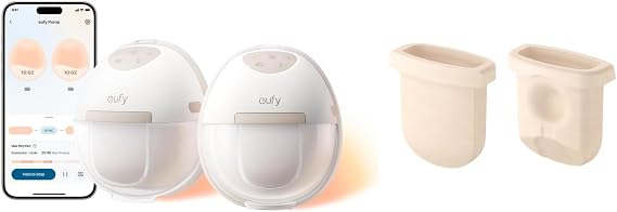 eufy Heated Wearable Breast Pump E20 with Original Diaphragm (2-Pack), 3 Heat Levels, Hands-Free Breast Pump with Innovative HeatFlow, Optimized Rhythm via App, Hospital-Grade Suction and Leakproof