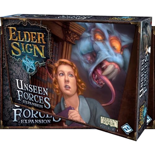 Elder Sign Unseen Forces Board Game EXPANSION - Mystical Blessings, Curses, and New Challenges! Cooperative Dice Adventure, Ages 14, 1-8 Players, 1-2 Hour Playtime, Made by Fantasy Flight Games