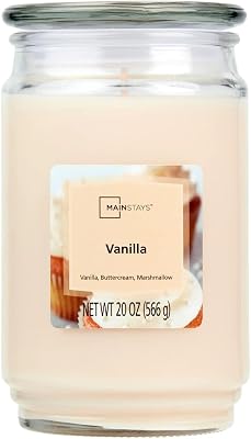 Mainstays Vanilla Scented Single-Wick Large Glass Jar Candle, 20 oz, Over 100-120 Hours of Burn Time