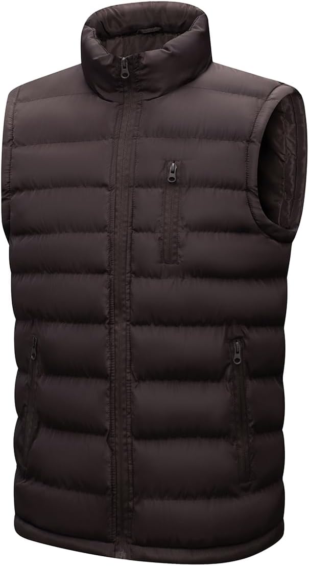 Msmsse Mens Winter Outerwear Vest Warm Padded Puffer Vest Zipper Sleeveless Jacket