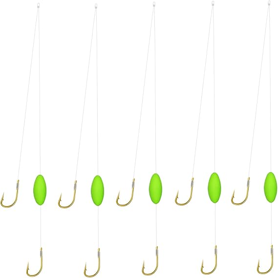 AMHDV Small Pre Tied Fishing Hooks, Double Hook with Line Reverse Bottom Floats