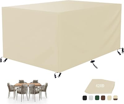 Patio Furniture Covers, Outdoor Waterproof Heavy UV-Anti 420D Garden Furniture Covers,Garden Table Cover Square,for Garden Sofa Table Chair Set-Beige|| 100 Lx51 Wx31 H