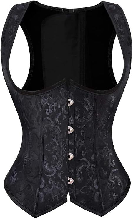 Women's Gothic Steampunk Corset Bustier Steel Boned Overbust Long Torso Waist Training Corsets