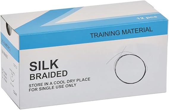 Silk Suture Thread (Pack of 12) for Medical Students, Doctors, Dentists, Nurses and Veterinarians (3/0 USP)
