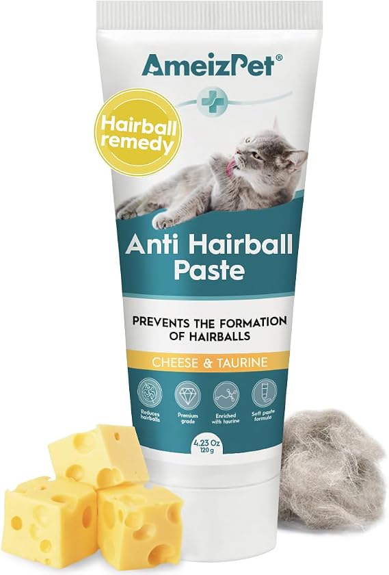 AmeizPet Hairball Remedy for Cats, Cheese Flavour, 4.23 Oz (120g)