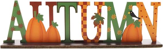 VilaGi Wooden Thanksgiving Sign,Autumn Home Decor Fall Autumn Decorations | Letter Decor Wood Sign Fall Signs Thanksgiving Table Centrepieces Pumpkin Leaves Festival Harvest Party