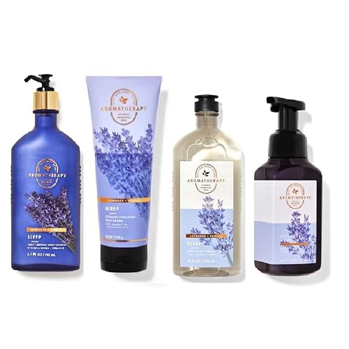 Bath & Body Works Bath and Body Works Aromatherapy LAVENDER  VANILLA Deluxe Gift Set - Body Cream - Body Lotion - Body Wash and Gentle Foaming Hand Soap