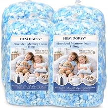 Shredded Memory Foam Filling, Bean Bag Filler Foam Refill Grappling Dummies, Added Gel Particles,20lbs Blue & White Premium Soft Stuffing for Punching Bag Dog Bed Couch Cushions