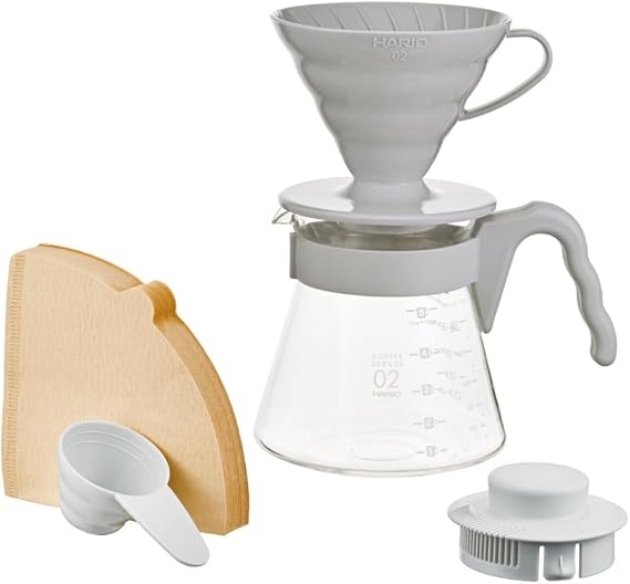 Hario V60 Coffee Brewing Set, Light Grey