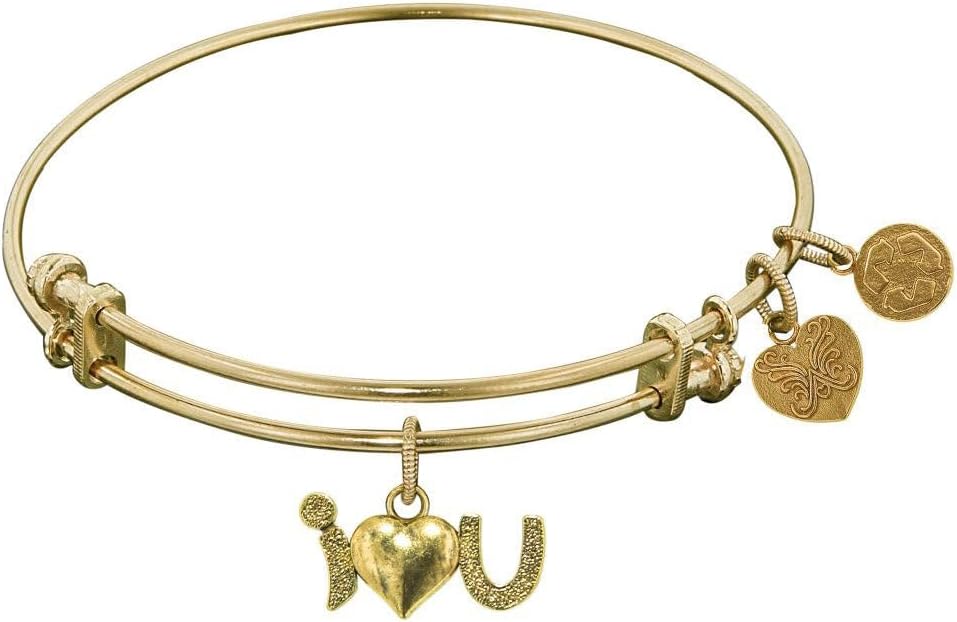 Stipple Finish Brass Heart Bangle Bracelet, 7.25"