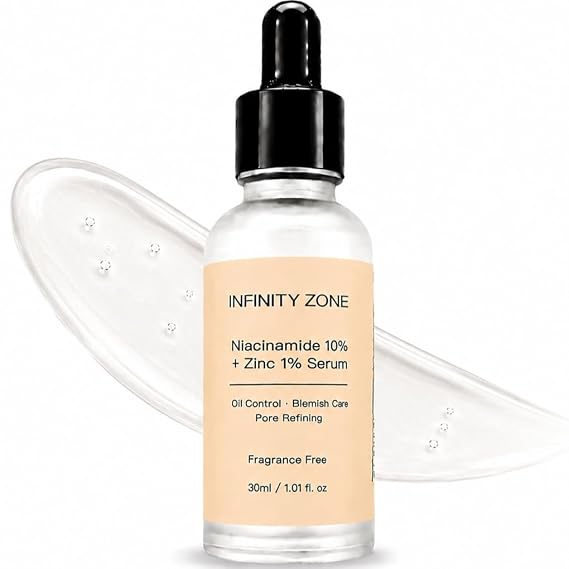 Niacinamide 10% + Zinc 1% Face Serum Lightweight Hydrating Serum with Hyaluronic Acid & Vitamin B5, 30 ml / 1.01 fl oz