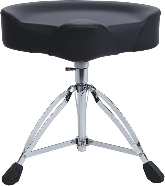 Drum Throne,Height Adjustable Drum Stool Saddle Style Padded Drummer Chair Oversized Motorcycle Shape Seat for Adults with Anti-Slip Feet Heavy Duty Chair for Adult and Kid Drummers Black