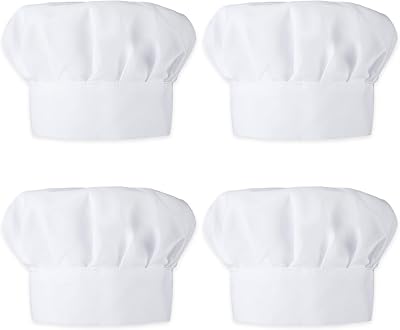 Classicseali 4pcs Chefs Hat Kids, Adjustable Elastic White Chef Hats for Kids, Cotton Polyester Cooking Caps for Children,19.68-21.26 Inches Chefs Hat Perfect for Baking, Cooking Parties, Art Classes