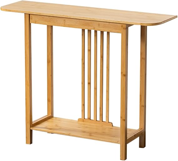 Elongated counter table, 2-layer wooden console table, decorative entrance table along the wall, home flower shop kitchen sofa table, square storage side table, can be used in a variety of spaces