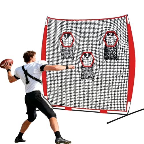 Gagalileo Football Throwing Net: Practice Accuracy Youth Trainer Quarterback Outdoor Backyard Players with Durable Fiberglass Poles Polyester Mesh