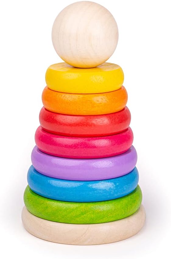 Bigjigs Toys My First Wooden Rainbow Stacker - Stacking Rings